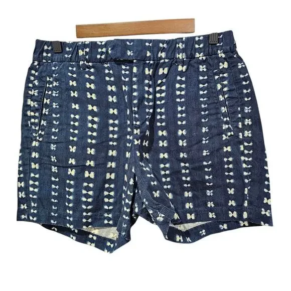 J.Crew Faded Adire Shorts Navy Blue Shibori Indigo Size 8 - Picture 5 of 10